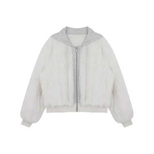 VKXOW Белый Женские Бархатные Куртки