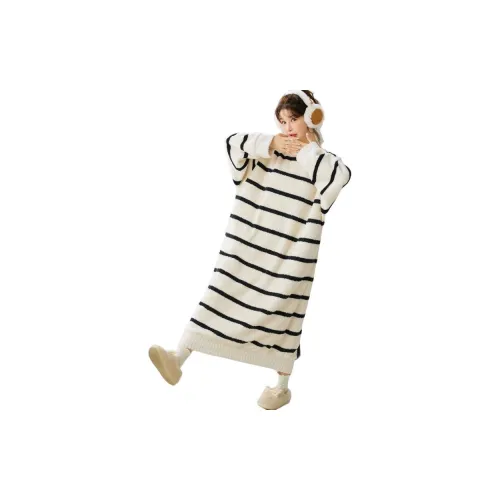 AHRTB Черно-белые полосы Женские Ночные сорочки