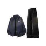 Темно-синий свитшот + черные тренировочные брюки