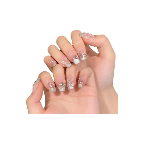 Suiyiie Кошачий глаз False Nail Зеркальце Луна Бабочка Кошачий глаз Pure Элегантность Фея Nail Art Короткий LADDER