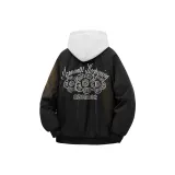 Черный хлопковый пуховик (в комплекте с высококачественным бело-серым свитшотом с фотанией)