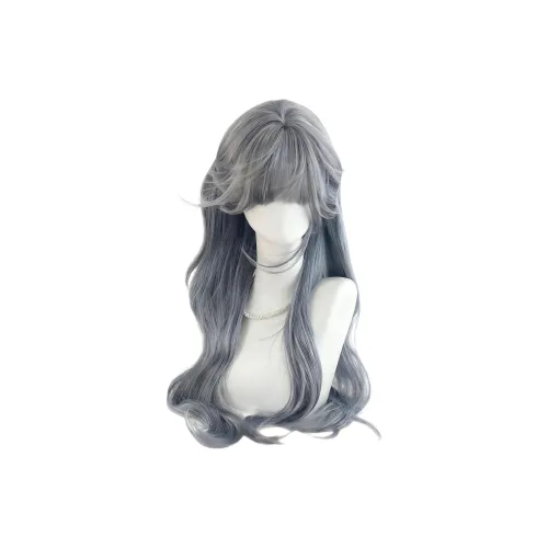 Northward Incline Туманно-голубой Фиолетово-серый Длинный Волосы с Bangs Женская Перука Высокотемпературная Пряжа