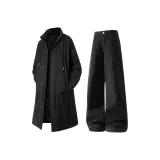 Black Cotton Down Jacket + Black Jeans  
Черный хлопковый пуховик + черные джинсы