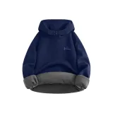 [Флисовая подкладка, термический] Темно-синий (Синий, логотип настроения на груди)