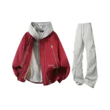 Бургундский + Светло-серые штаны