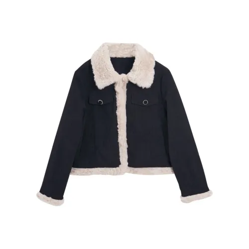 YICHEN Черное Женское Короткое Пальто