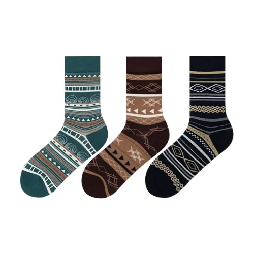 MIIOW Фея Остров Винтаж [3 упаковки] Мужские носки MID до икры