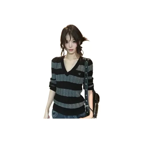 VENICEW Черный Серый Полосы с VN Бренд Наклейка Женская Трикотаж