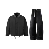 Чёрная куртка + чёрные флисовые брюки