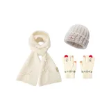 Кремовый белый + бежевый шапки и кепки + бежевые перчатки