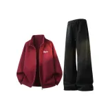 Бордовый худи + черные спортивные штаны