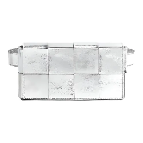 Bottega Veneta Cassette Sheepskin Clutch Wallet Standard Women's Metal Silver