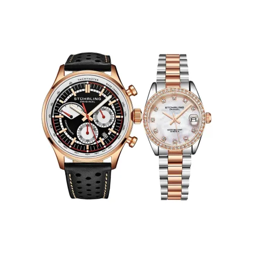 STUHRLING Watch Кварцевый механизм Кожаный ремешок Черный циферблат Унисекс