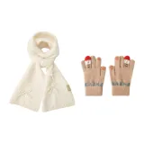 Хаки перчатка + кремово-белый шарф