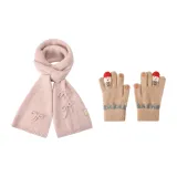 Хаки Перчатка + Бабочка Розовый Шарф