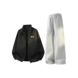 Черный свитшот + фотиния серые спортивные штаны