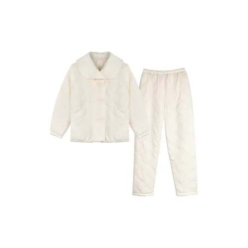 IIZZINI Горчичный Mist Белый Утеплённый Женский Комплект Пижамные Наборы