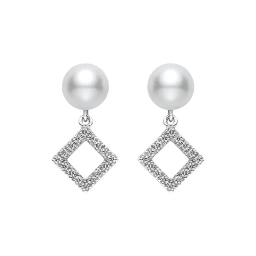 MIKIMOTO 18K Белое золото Серьги Женское серебро