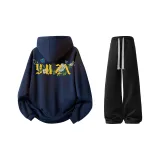 Темно-синий (Желтый) Свитшот + Черные Повседневные Штаны