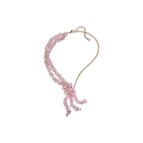CHANEL Металлические ожерелья Женские Золото Розовый Жемчужный Белый Кристалл