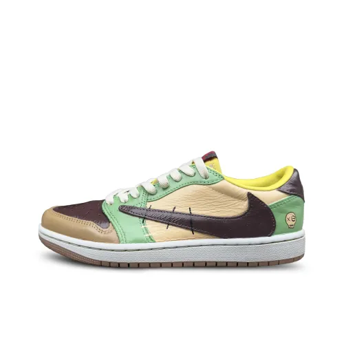 Travis Scott x Jordan Air Jordan 1 VOODOO Кукла Устойчивая к истиранию Низкая Обувь для баскетбола Винтажная Унисекс