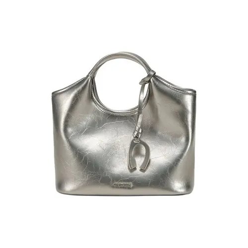 Simedin Коровья кожа Ведрообразная сумка Женская Античное серебро Глубокий черный