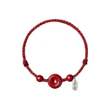 Браслет с застежкой из киновари "Мирный" - Темно-красный шнурок