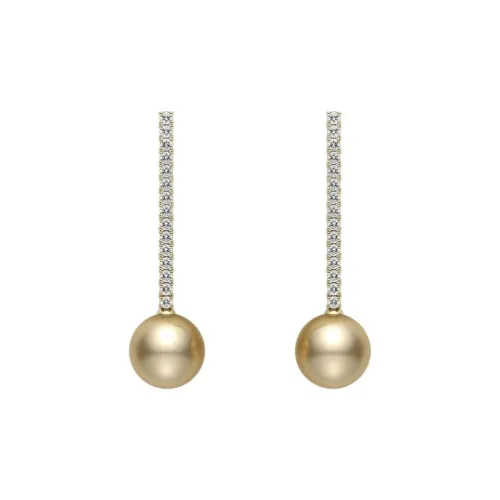 MIKIMOTO Золотистый South Sea Жемчужные Серьги Женские Золотые