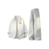 Белый серый свитшот + конопля серые спортивные штаны