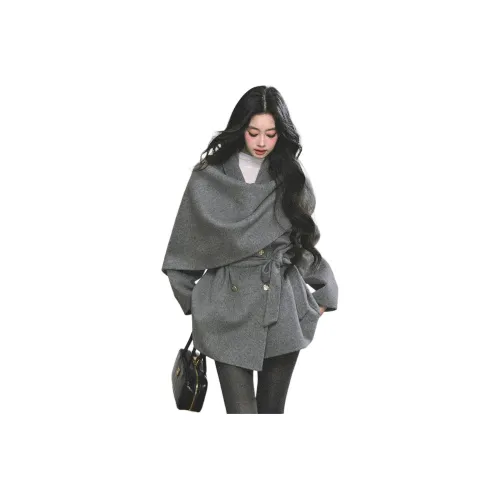 QIAOMONVHAI Серый Женский Пальто