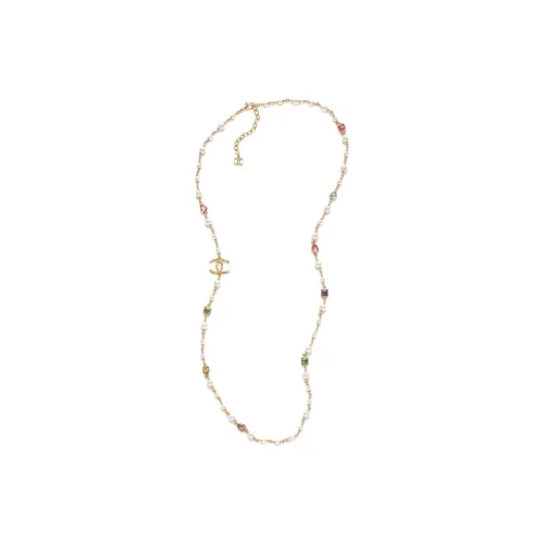 CHANEL Металлические ожерелья Женские Золото Жемчужно-белый