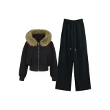 Чёрное пальто + чёрные штаны