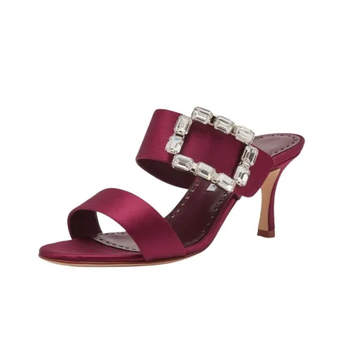 MANOLO BLAHNIK Шлепанцы 7 см Женские Темно-красный