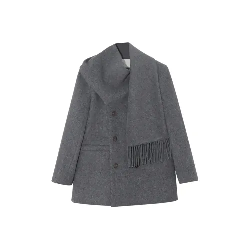 XIAOJUANYAOJIAYOU Темно-серый унисекс пальто