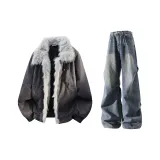 Серый кофейный топ + синие штаны