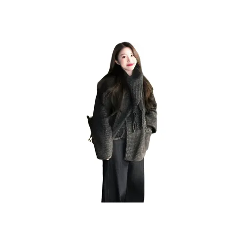 WICK BUEN Серый Шарф Женское Пальто