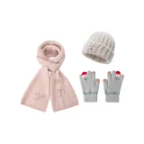 Бабочка Розовый+Бежевый Шапки и Кепки+Серый Перчатка