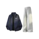 Темно-синий синий свитшот + фотиния серые тренировочные брюки