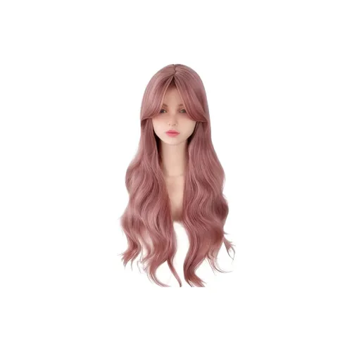 Gentle Welcome Розовый Перука Женская Длинные Волосы Средняя Раздел Большая Волна Длинные Плетеные Волосы с Натуральными Искусственными Волосами для Полной Головы Комплект