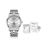 Серебряный корпус с белым циферблатом [Включает черно-белую коробку]