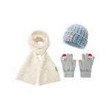 Кремовый белый + светло-синий, шляпа + серый, перчатка