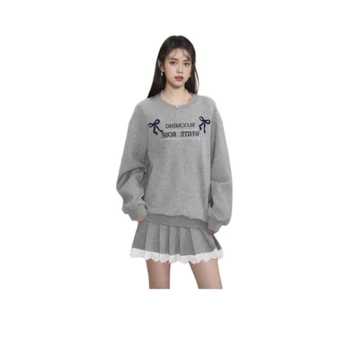 Cotton Gene Серый С флисовой подкладкой Женские Свитшоты