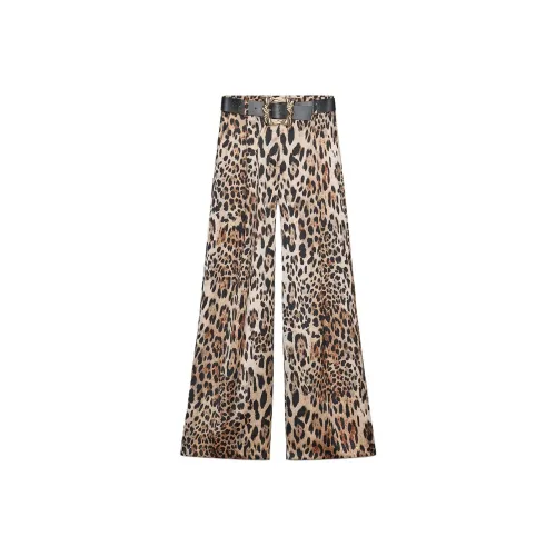 ZARA Collaboration Леопардовый принт Женские Повседневные Брюки