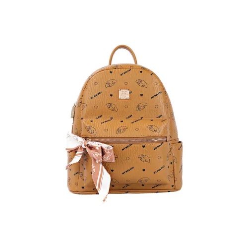 Sanrio Melodi Synthetic Leather Backpack Regular Women's Yellow Brown