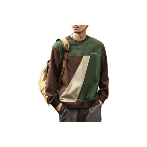 LUJIEBANG Зеленый и Темно-Коричневый Мужские Свитшоты