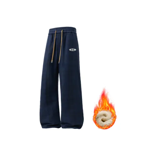 SAME FLOW Синий [С флисовой подкладкой Съемный бренд Брошь] Унисекс Повседневные брюки