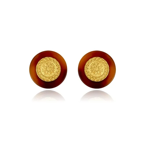 Серьги-гвоздики Retro Chic из покрытого золотом латуни женские