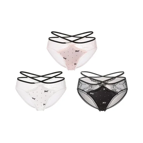 QINGYING Перламутровый Розовый+Белый+Черный Женские Трусики-Бикини