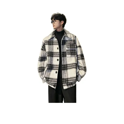 AWAO Черный Белый Клетка Унисекс Куртки