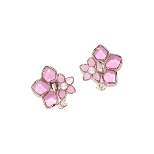 CHANEL Серьги-гвоздики из металла Женские Золото Розовый Жемчужный белый Кристаллы
